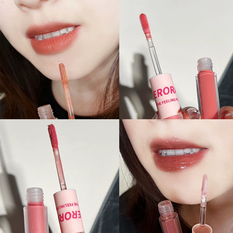 Double-sided lip gloss, waterproof lipstick, 2 in 1, mirror effect, intense hydration, does not fade