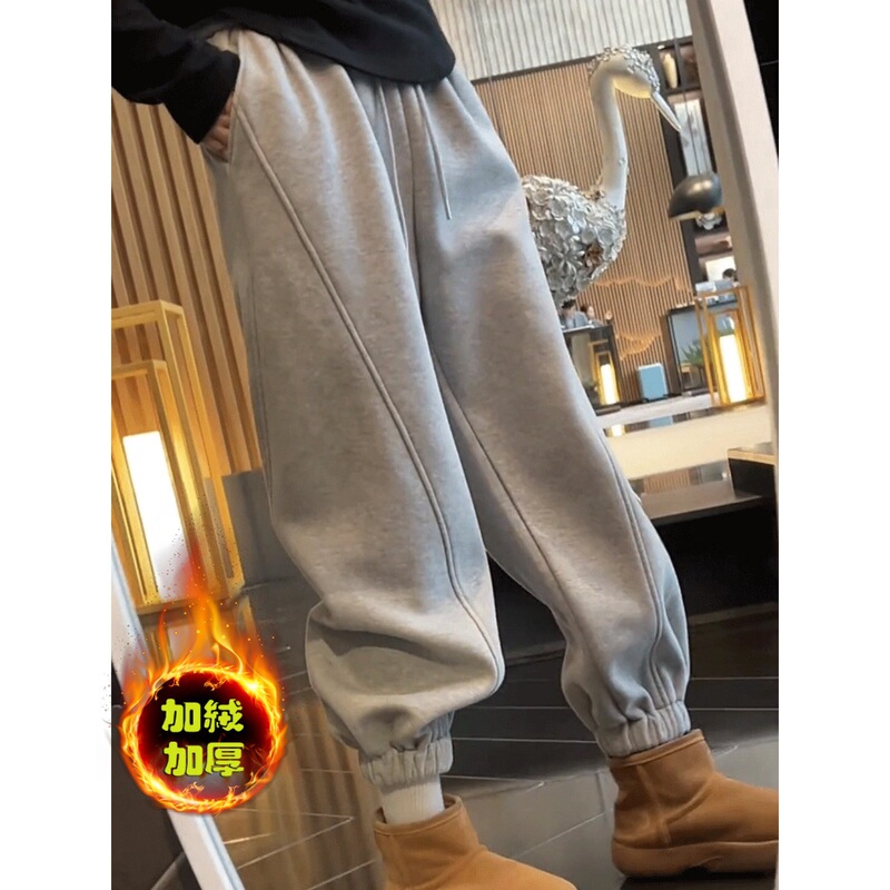 Cross-Border Autumn and Winter Plus-Size Women's Pants with Fleece Lining, Thickened Jogger Pants, Loose Casual Sports Sweatpants for Plus-Size Women Cross-Border Autumn and Winter Plus-Size Women's Pants with Fleece Lining, Thickened Jogger Pants, Loose Casual Sports Sweatpants for Plus-Size Women