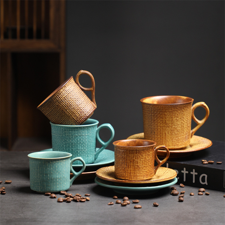 Italian Espresso Ceramic Mug And Saucer Set For Afternoon Tea_voghion.com