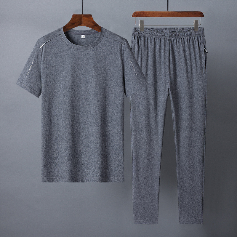 Gran tamaño de verano papá traje casual hombre traje deportivo de manga corta hombre traje de pantalones largos