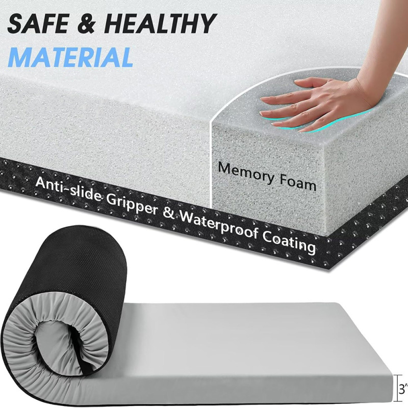 Memory Foam Camping Mattress Portable Roll-Up Travel Camping Mattress Cot 72* 24*3inch Memory Foam Camping Mattress Portable Roll-Up Travel Camping Mattress Cot 72* 24*3inch