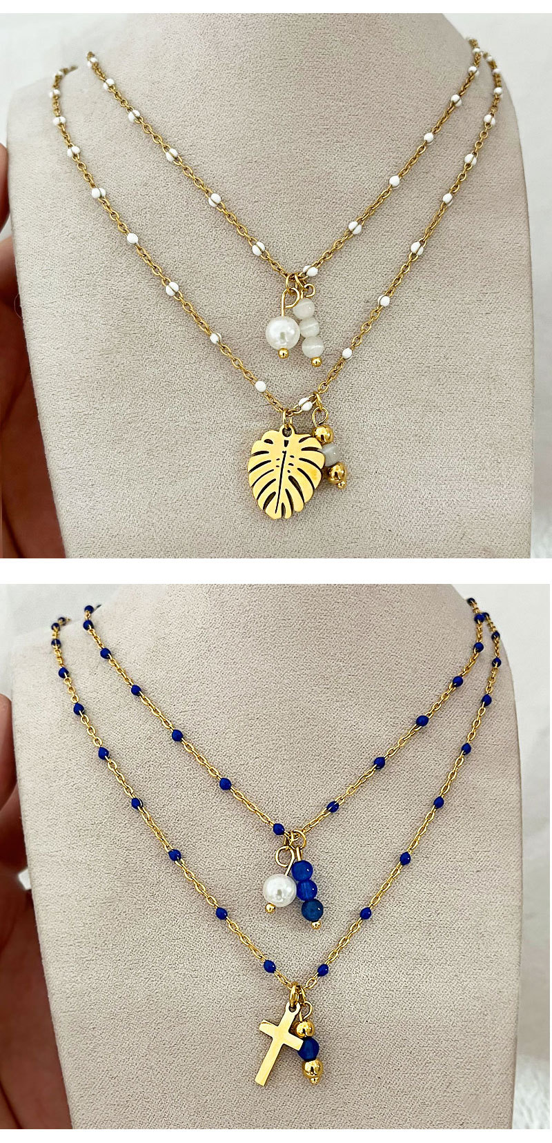 30g Weight 18K Gold Plated Plating Material 304 Stainless Steel, Opal Pendant Material Retro Cross Star 18K Gold Plated 304 Stainless Steel Cat's Eye Stone Pendant Necklaces Wholesale