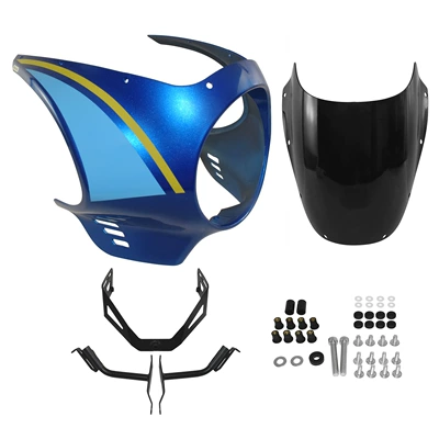 Deflector, Rear Hump, Motorcycle front windshield - blue-headlight-cover-smoked-black-windshield