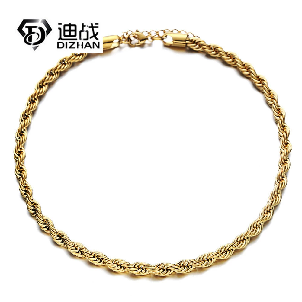 Европейская и американская мода панк хип-хоп стиль из нержавеющей стали Регулируемые Омары пряжки Тканые Твист цепи ключицы ожерелье