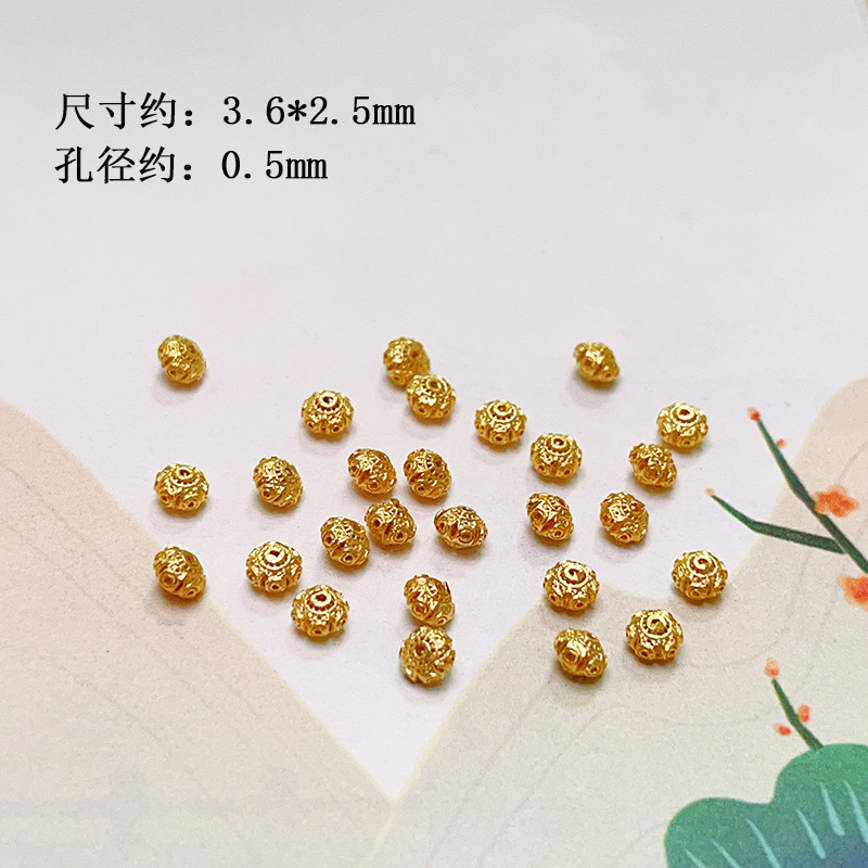 S925 Silver Gold Plated Straight Tube Snowflake Spacer Disc Coin Bead Flash Bead Bracelet Necklace Wen Play Beaded Accessories
