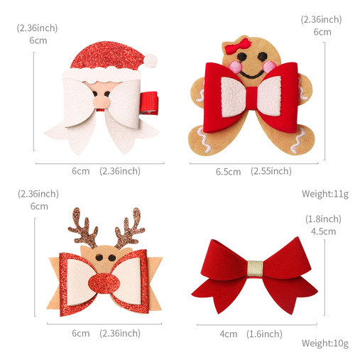  New Children's Christmas Hairpins Christmas Bow Hairpins Red Santa Claus Snowman Elk Hairpins