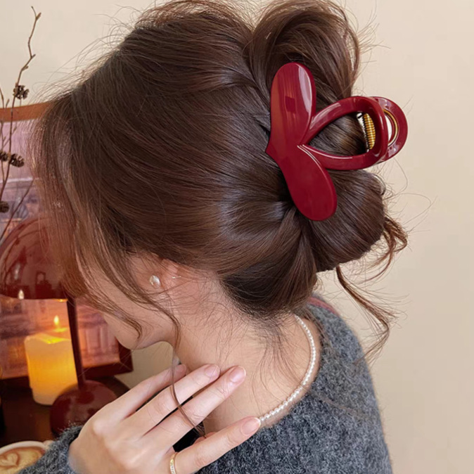 22#Anchor red heart 8cm hair grip