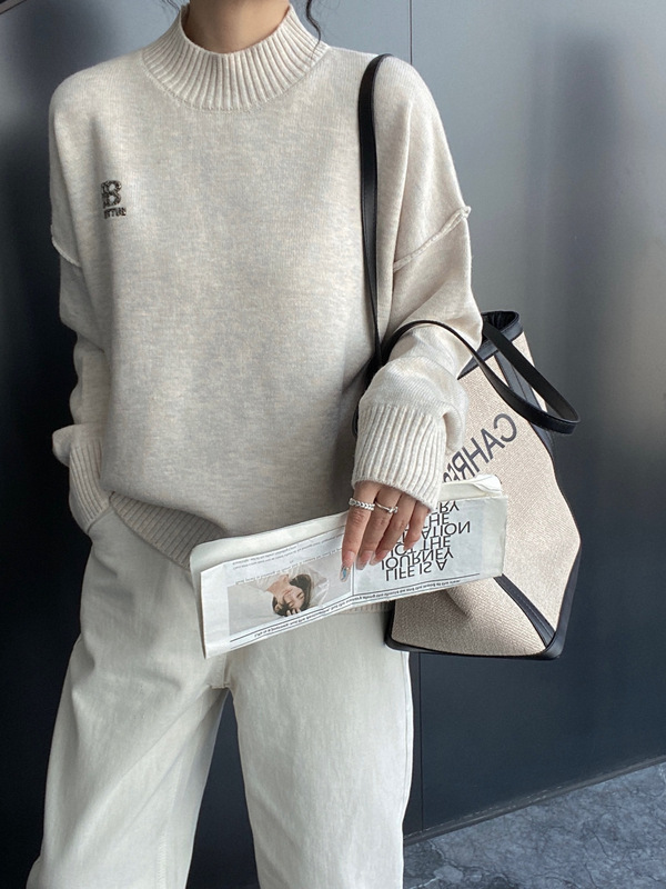 亚马逊新款2025年新品慵懒风通勤百搭女装设粗狂外穿毛衣打底衫|undefined