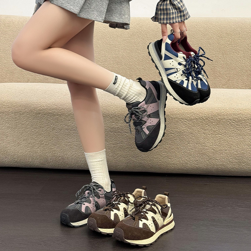 Genuine Leather Design Retro Niche Ugly Shoes for Women 2025 New Autum Big Toe Mesh Casual Outdoor Shoes Trend