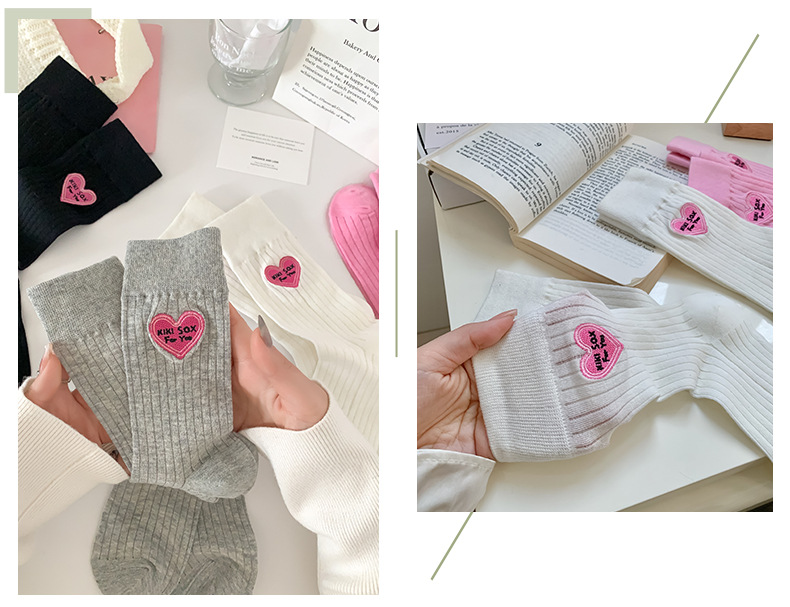 Holiday, Daily Occasion Non-Slip Function Women's Simple Style Classic Style Heart Shape Nylon Cotton Crew Socks A Pair