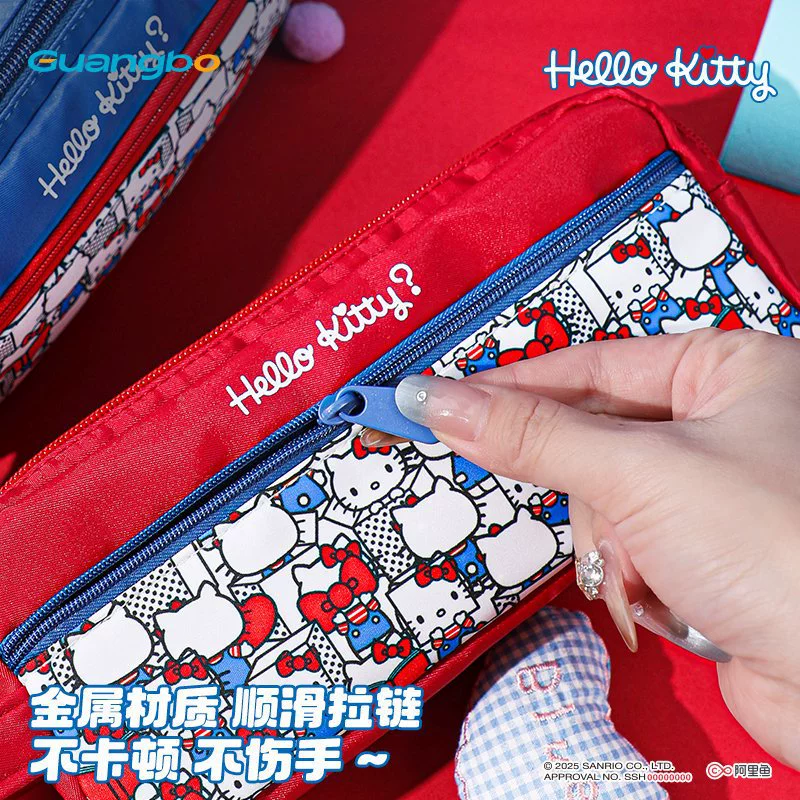 广博 Sanrio, hello kitty, genuine stationery, handheld chain with zipper, pencil case for elementary school students, organizer bag
