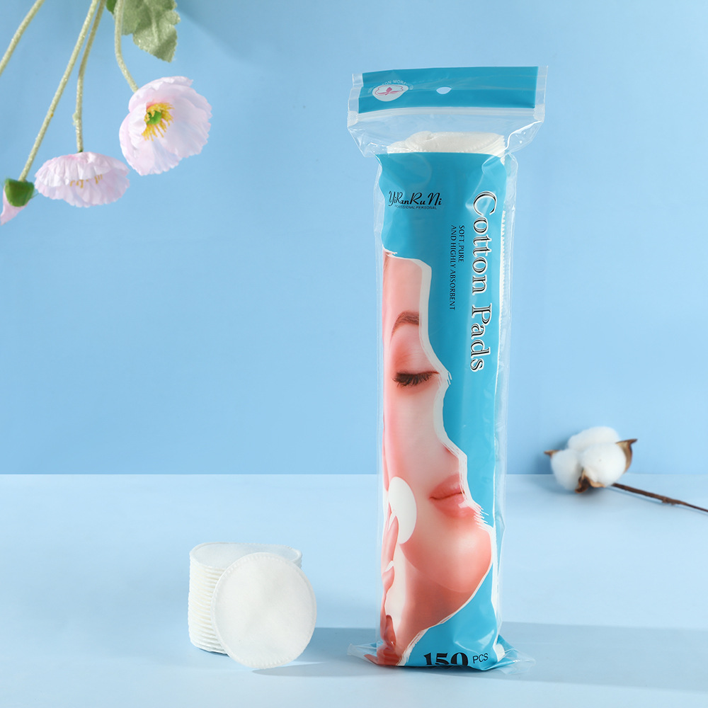 Algodón redondo desechable simple, gran capacidad, 150 piezas, algodón húmedo especial portátil, protector de la piel, no se desprende.
