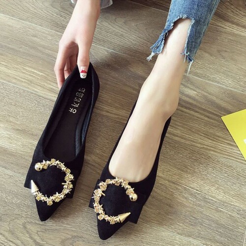 Women's Spring and Autumn Season Versatile Slip-On Flat Shoes with Pointed Toe, Soft Sole, Easy to Wear