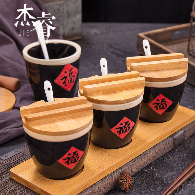 小福字缸盐猪油罐陶小酱缸福缸陶瓷调料罐调味缸辣子椒油缸盐罐