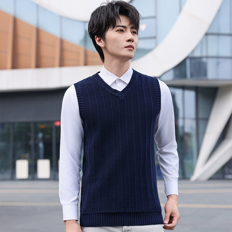 Осенний и зимний корейский новый трикотажный свитер жилет для мужчин с V-образным вырезом