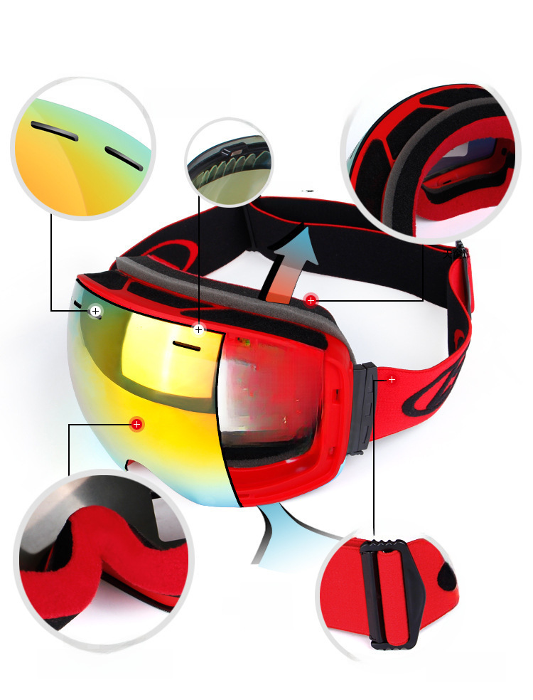 Ski goggles Double-layer anti-fog spherical ski glasses for men and women for outdoor mountaineering windproof eye protection Mirror Gear_voghion.com