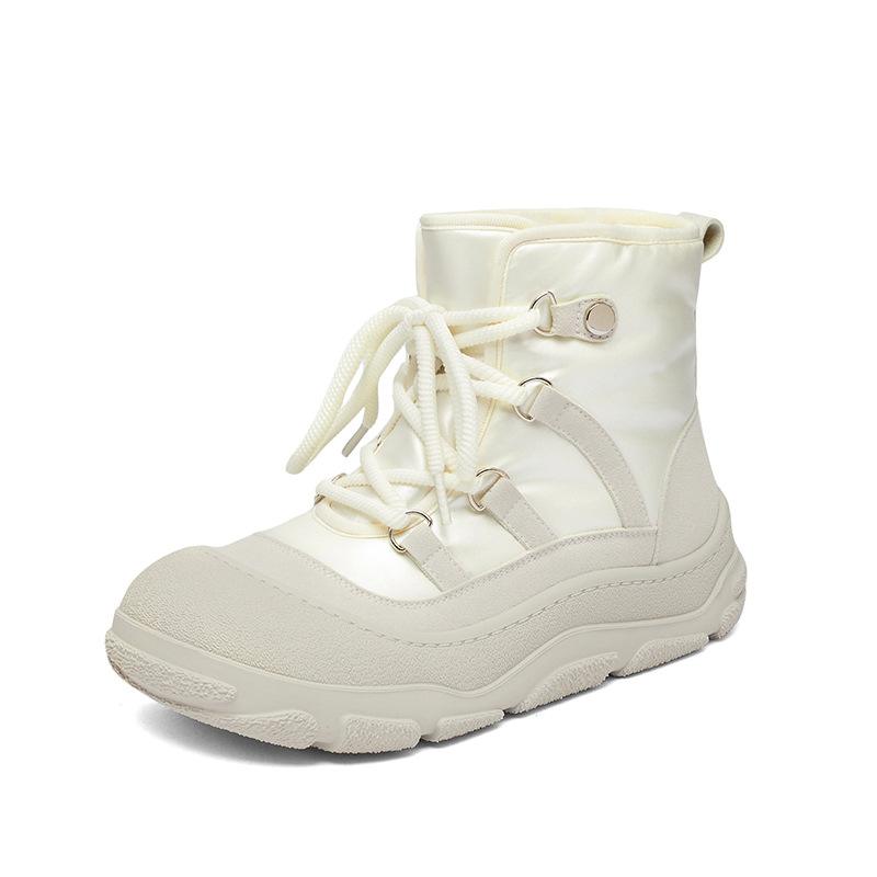 Botas de nieve de fondo grueso para mujeres 2025, invierno nuevo gran aspecto de zapatos de algodón grueso botas casuales cortas