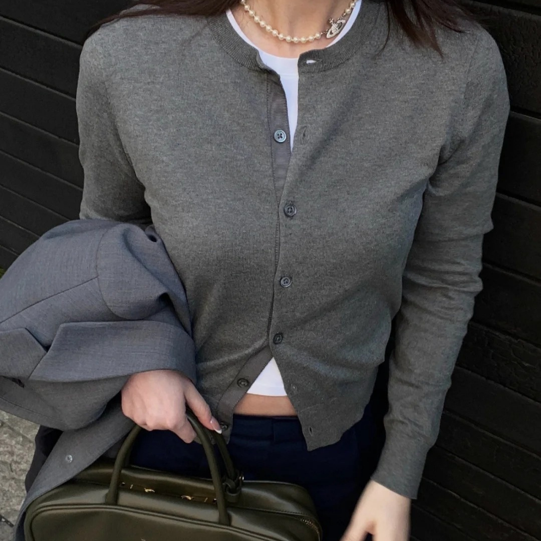 High-quality Ralph RL Pony Embroidery Classic Round Neck Solid Color Plain Mirror Knitted Cardigan Women Thin Jacket