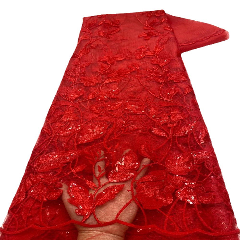 Color sólido lentejuelas bordado encaje tela lentejuelas encaje cheongsam vestido rendimiento ropa bordado tela JX2272 image 3
