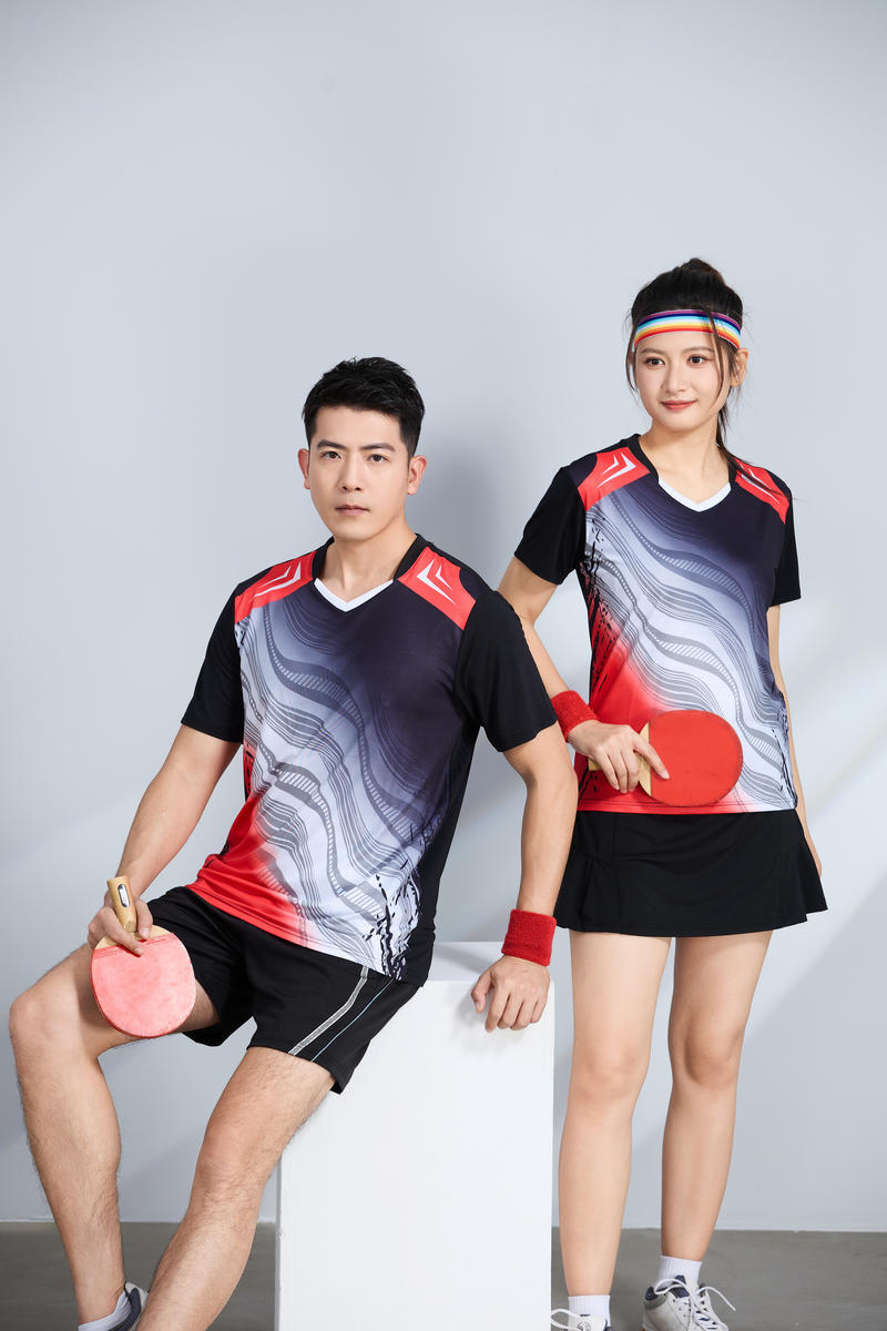 poliamonio rápido secado transpirable bádminton hombre niñas adultos el mismo cuello en V entrenamiento deportivo superior impresión personalizada
