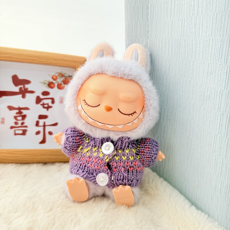 Solo ropa] Llavero de primera y segunda generación Labubu colgante de ropa Rabubu ropa de bebé suéter de punto traje de sombrero