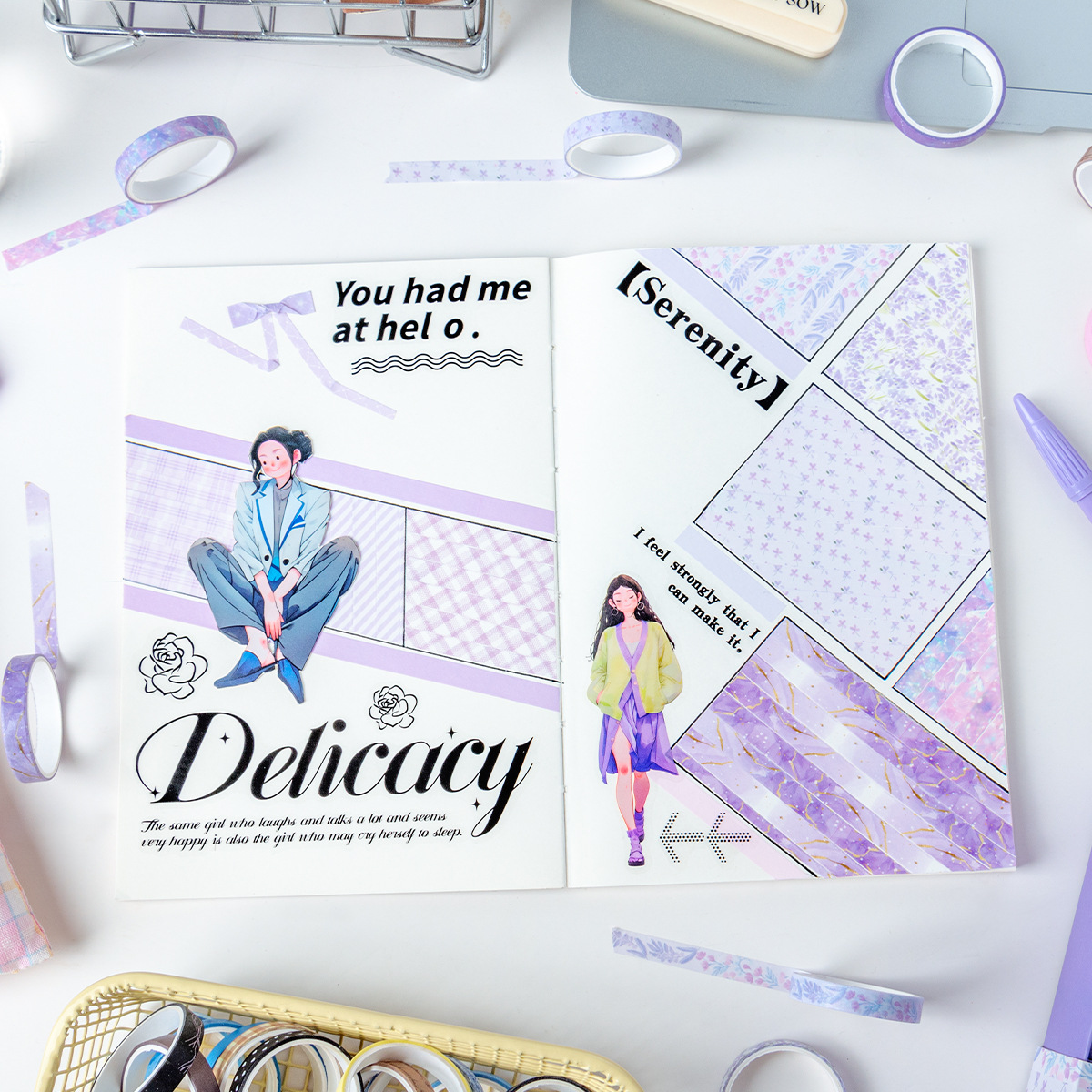 Serie de rayas de luces y sombras y juego de cinta de papel 20 estuche de cinta decorativa de bricolaje con sal de viento