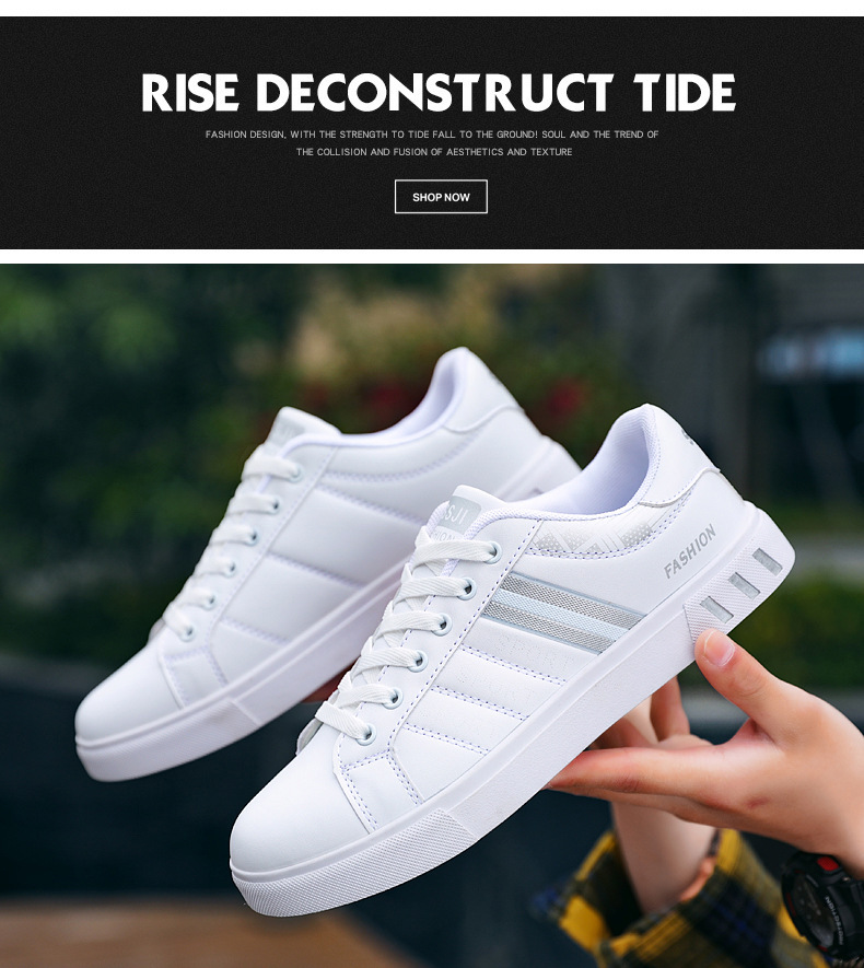 P Men S Shoes Fall New Youth White Trendy Sneakers Popular Versatile Casual Leather Sports_voghion.com