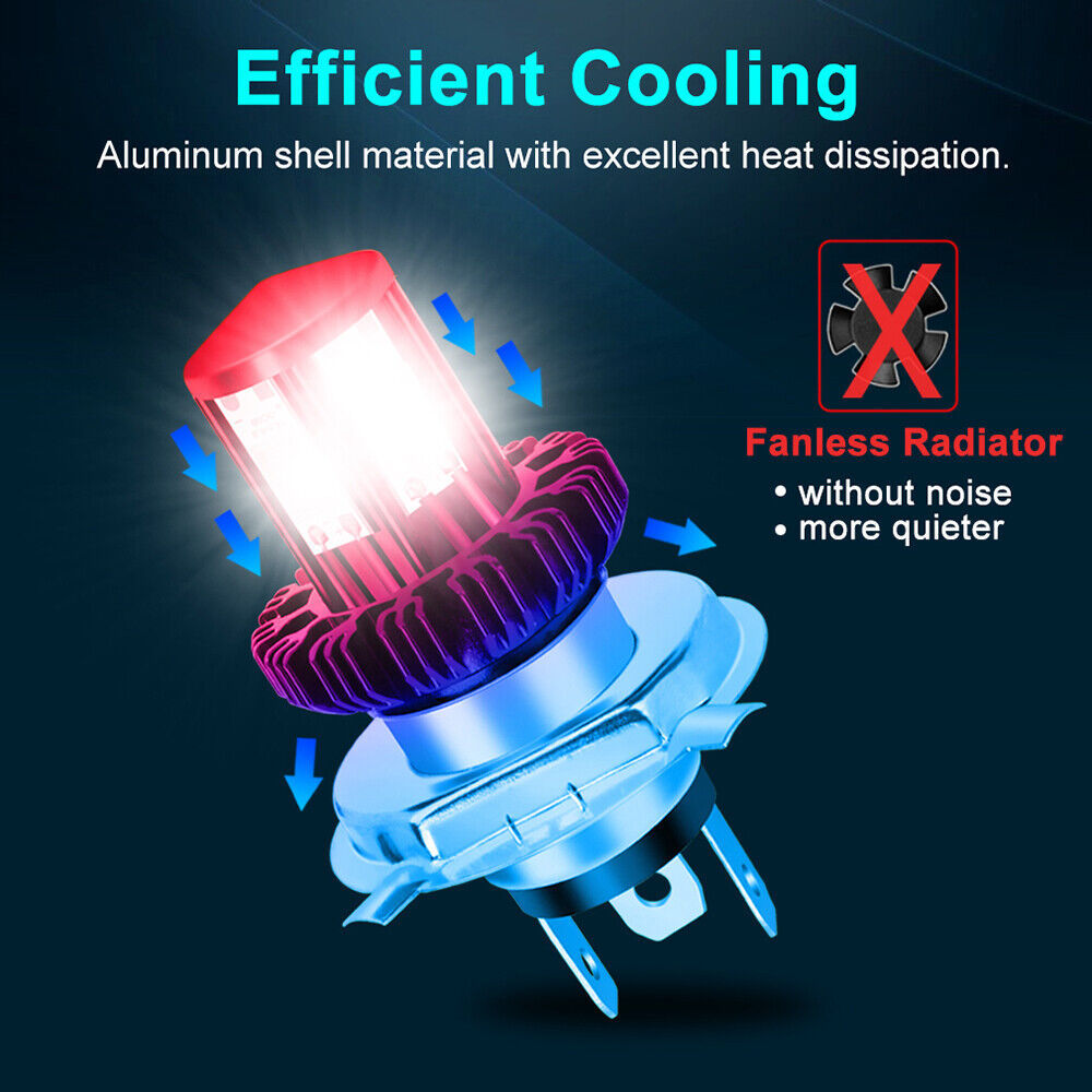 Bombilla de motocicleta de doble garra BA20D faro alto y bajo H4 vehículo eléctrico incorporado superbrillo LED foco luz blanca