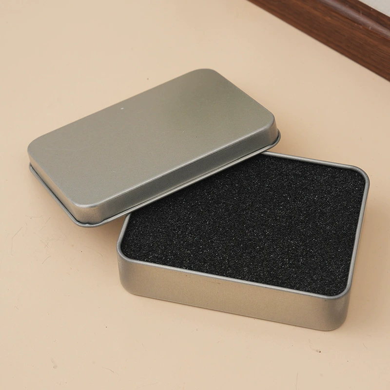 Rectangular metal tin storage box, postcard size, multiple designs, 9×6.5×2.4 cm