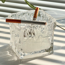送灭烟沙 感冰块烟灰缸玻璃ins网红轻奢小众创意家用客厅摆件