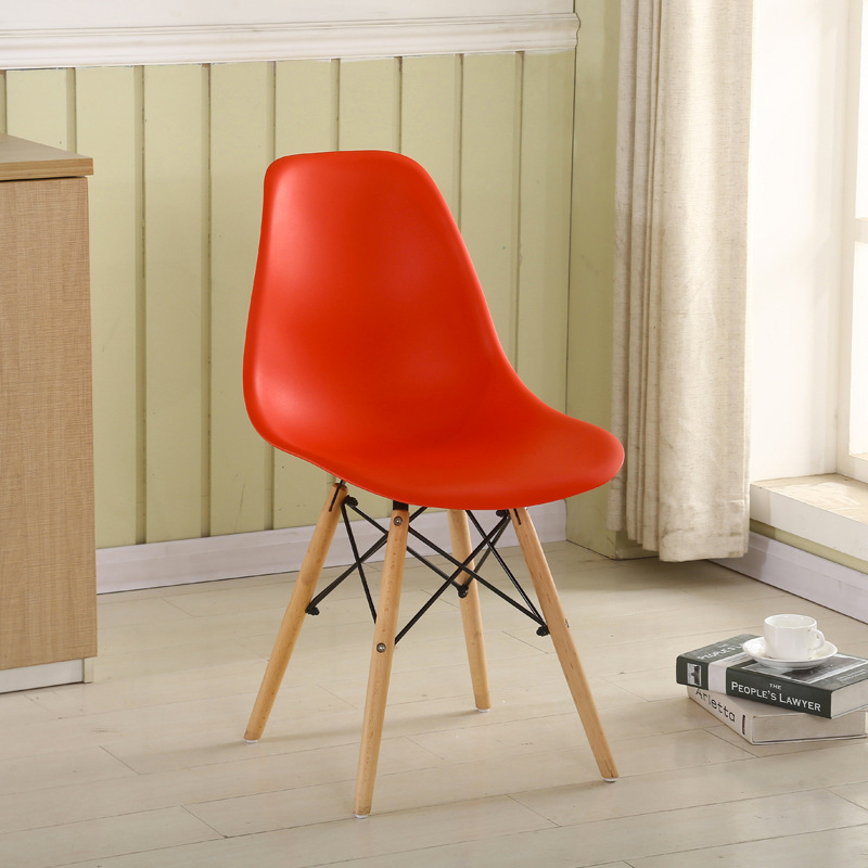 Silla nórdica Silla de comedor silla minimalista moderna silla de oficina respaldo de plástico silla roja neta mesa de negociación de computadora y silla