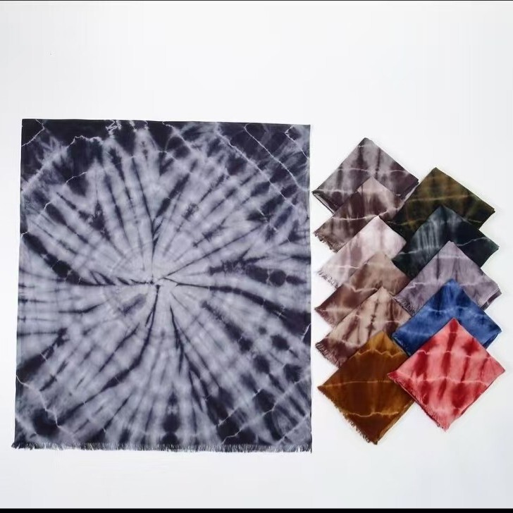 Cross-Border Trade Gradient Tie-Dye Scarf, Headscarf, Niche Artistic Cotton and Linen Scarf, Beach Travel Sun Protection Shawl Cross-Border Trade Gradient Tie-Dye Scarf, Headscarf, Niche Artistic Cotton and Linen Scarf, Beach Travel Sun Protection Shawl
