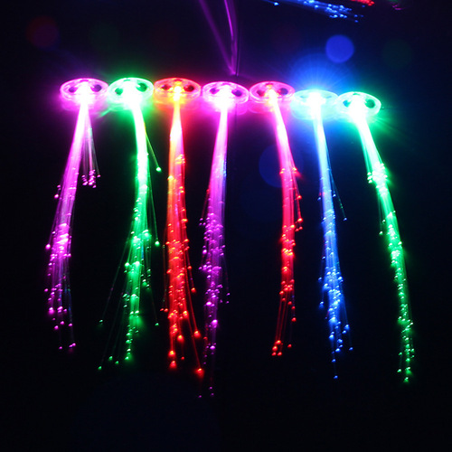 Colorful luminous braids fiber optic braids wholesale LED light flash hairpins wigs concert bar cheering props