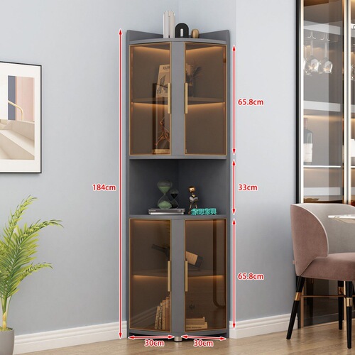 3x Light luxury corner cabinet, corner cabinet, triangular storage rack, living room sofa, corner cabinet, wine cabinet, bedroom storage