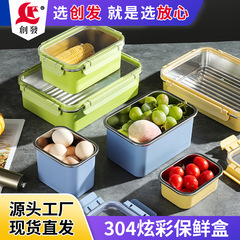 冷蔵庫鮮度保持ボックス304食品級ステンレス密封ボックスセット漏れない専用大容量キッチン蓋付き