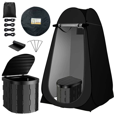 Avtomobil dam çadırları – Wholesale Cross-Border Outdoor Bathing - 2-window-black-tent-covered-version-black-toilet-single-tent-120120190cm