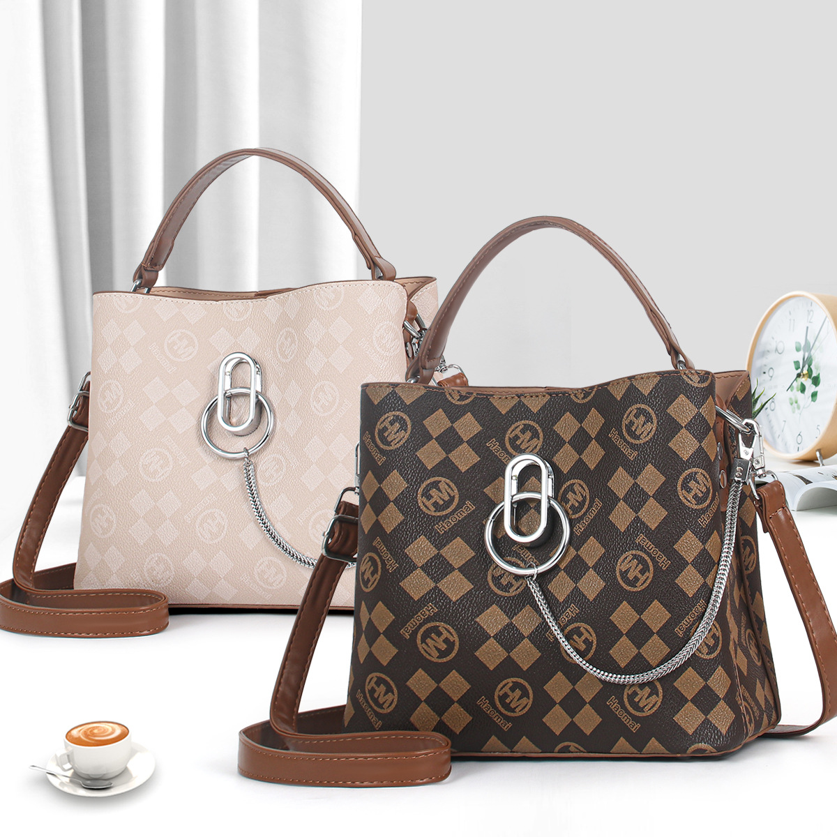 Borsa a secchiello, nuovo modello sul mercato, classica, alla moda, pratica, borsa a mano di grande capacità, borsa a tracolla monospalla per lavoro e vita_voghion.com