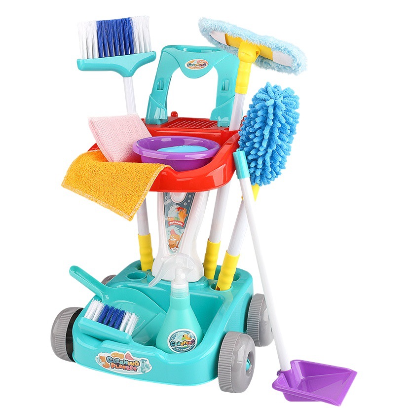 子供の床を掃くおもちゃは箕の組み合わせのセットを掃除します。