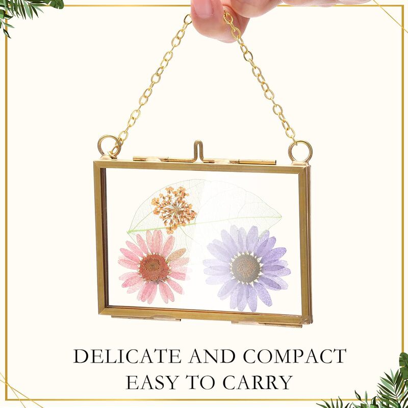Metal Photo Frame Inch Glass Frame DIY Pressed Flower Art Brass Hanging Photo Frame Transparent Mini Photo Frame