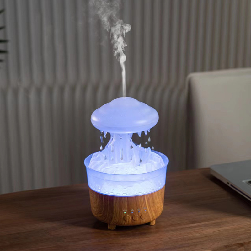 Humidificador de gota de agua transfronteriza personalizado de fábrica máquina de fragancia de madera doméstica de escritorio de control remoto de aceite esencial de diseño silencioso
