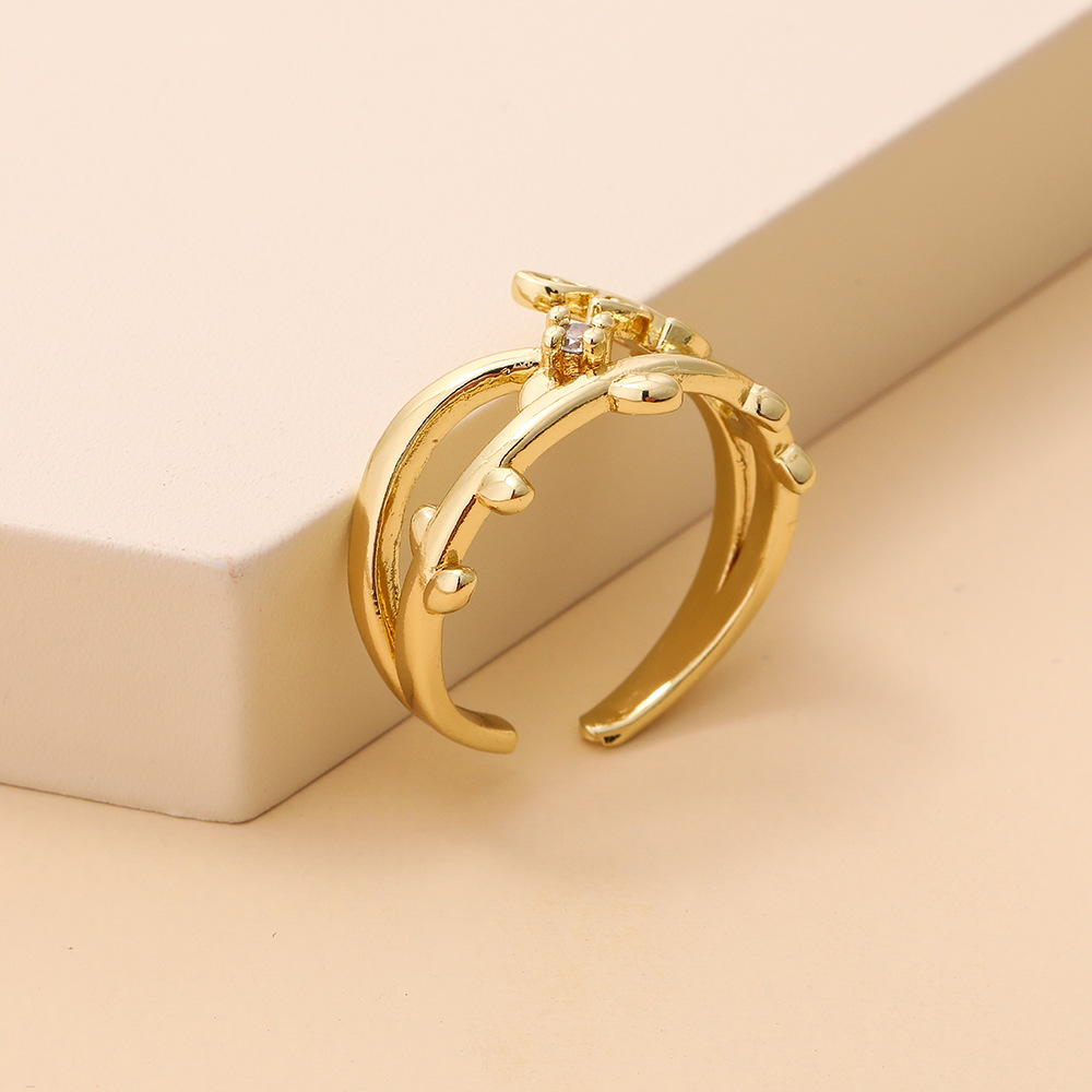 Simple Leaf Pattern Open Ring display picture 5