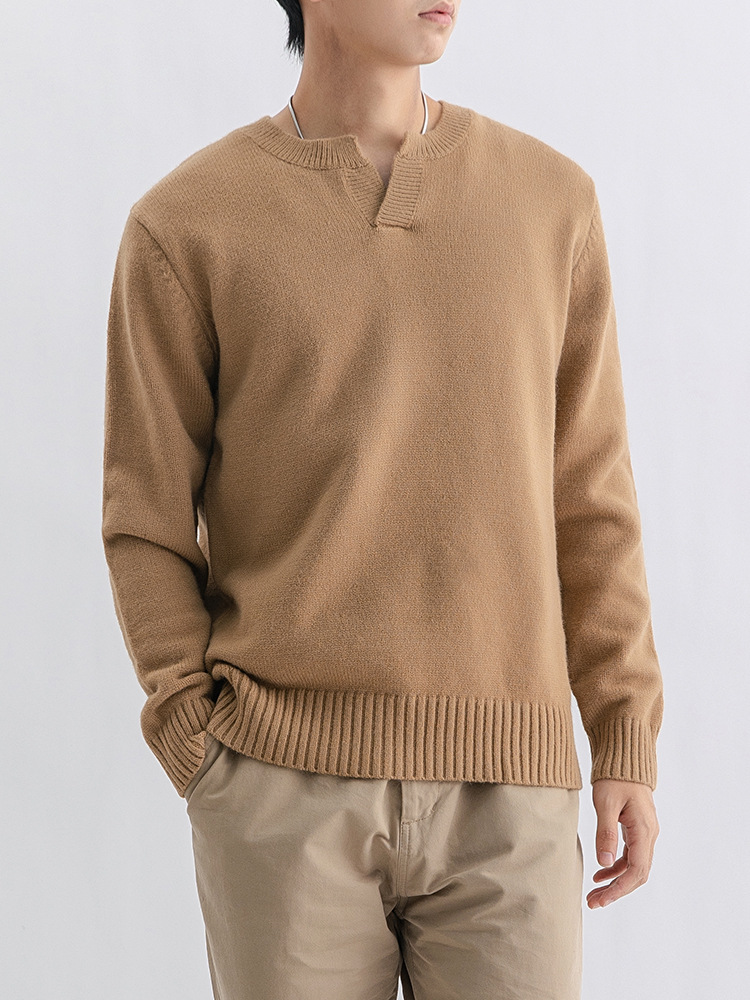 Suéter de cuello Henry de punto de manga larga de moda de hombre camiseta de alto nivel camiseta de base de lujo ligera ropa de hombre camiseta de hombre
