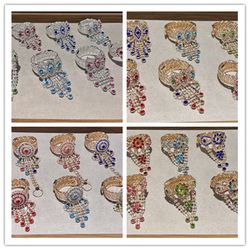 Popular Xinjiang Lamb Necklace Fashion Bracelet Ring Integrated Rhinestone Bracelet Dance Wrist Chain Children's Style Wholesale