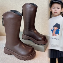 女童靴子2025新款春秋长靴儿童长筒靴女大童马丁靴皮靴
