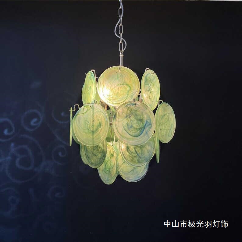 Italian Murano Murano French Retro Disc Stained Glass Living Room Dining Room Master Bedroom Cloakroom Chandelier