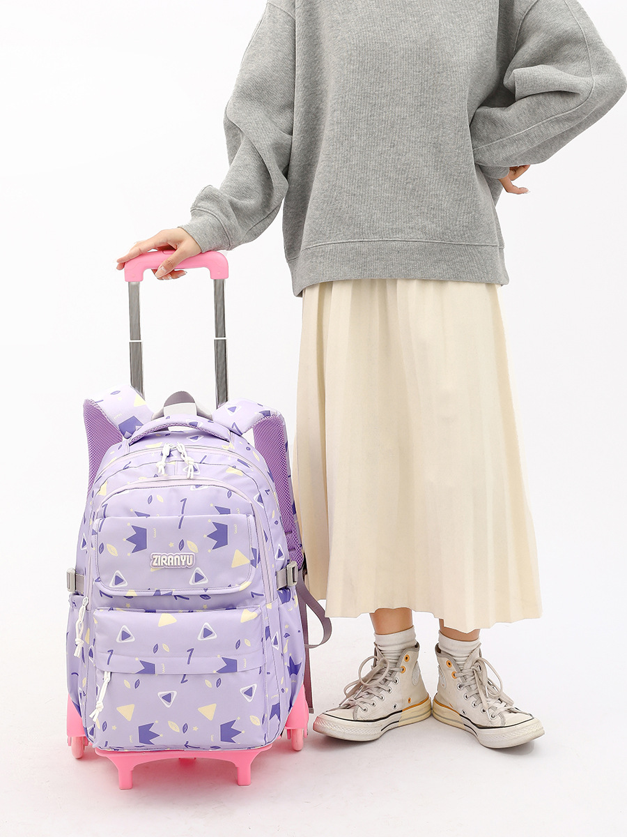 Mochila escolar con ruedas transfronterizas para niñas, estudiantes de primaria, estudiantes de secundaria de tercer, cuarto y sexta grado  
 Mochila escolar para niños de gran capacidad reductora de carga