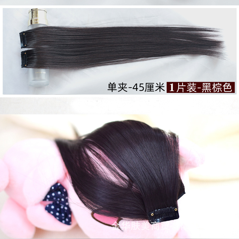 シングルカードウィッグ、ストレートヘアピース、ミドル分け前髪、ショートヘアエクステンション、髪量増加、女性用小型ピース、シングルクリップオン、軽くて薄いスタイル|undefined