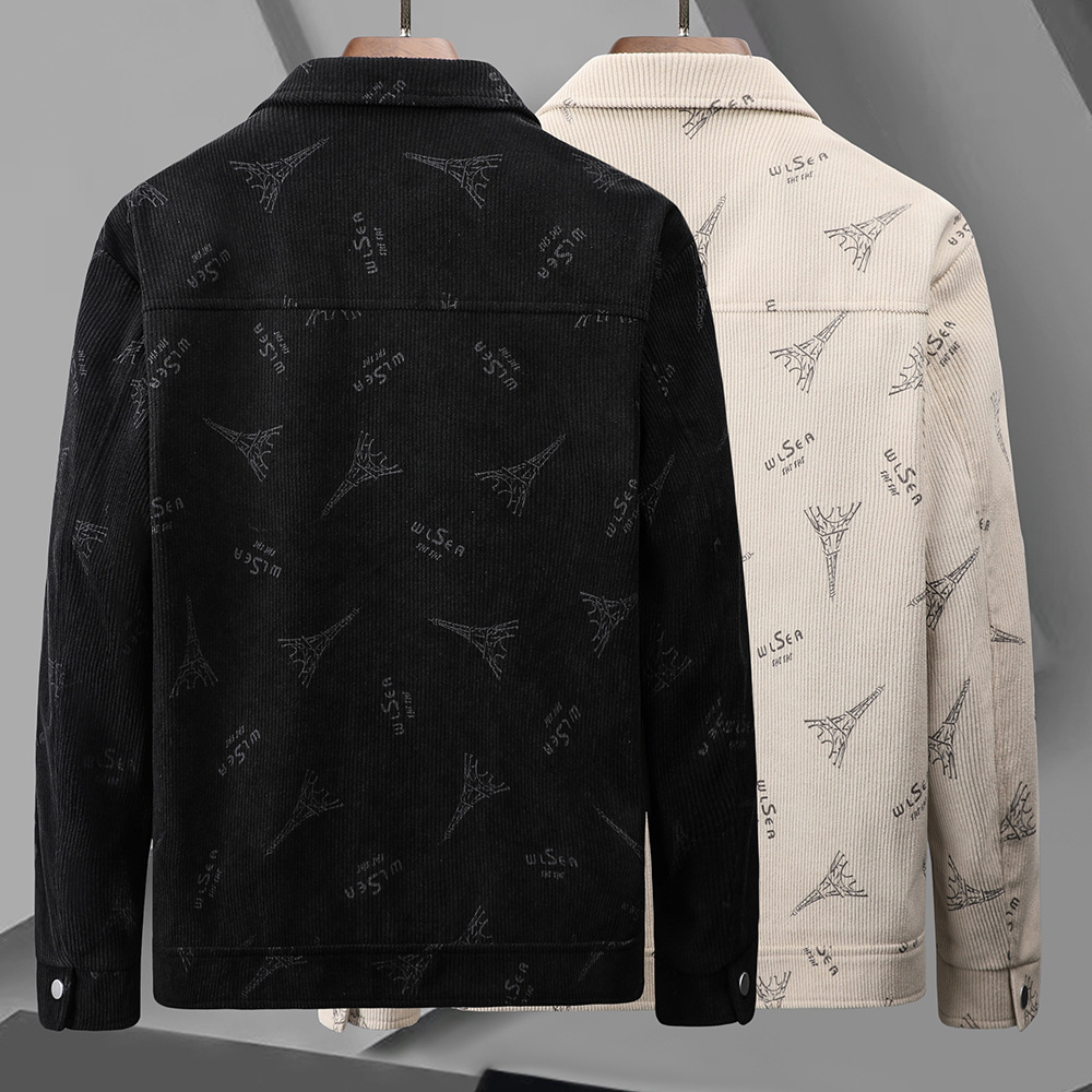 Cord herren frühling herbst, lose kragen, große größe, casual workwear jacke für mittleren alters und junge menschen_voghion.com