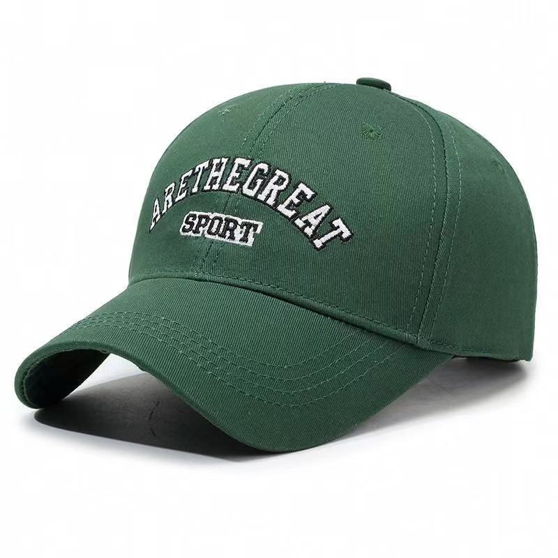Peaked Four Seasons Green Sun Protection Sports Hat Women Hard Top Pure Cotton Face Slimming Embroidery Men Baseball Cap_voghion.com