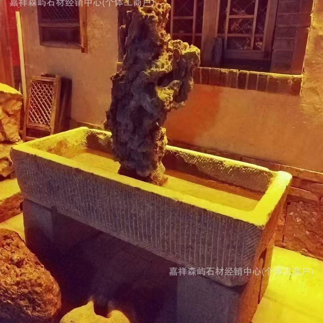 Старая каменная корыта, аквариум, продовольственные горшки, внутренний двор, небольшой каменный корыт, комбинированный фонтан, раковина, украшение, домашний цветочный горшок